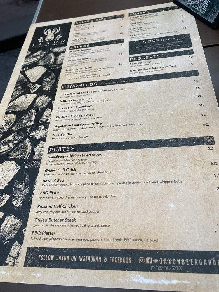 Jaxon Beer Garden - Dallas, TX menu_pic