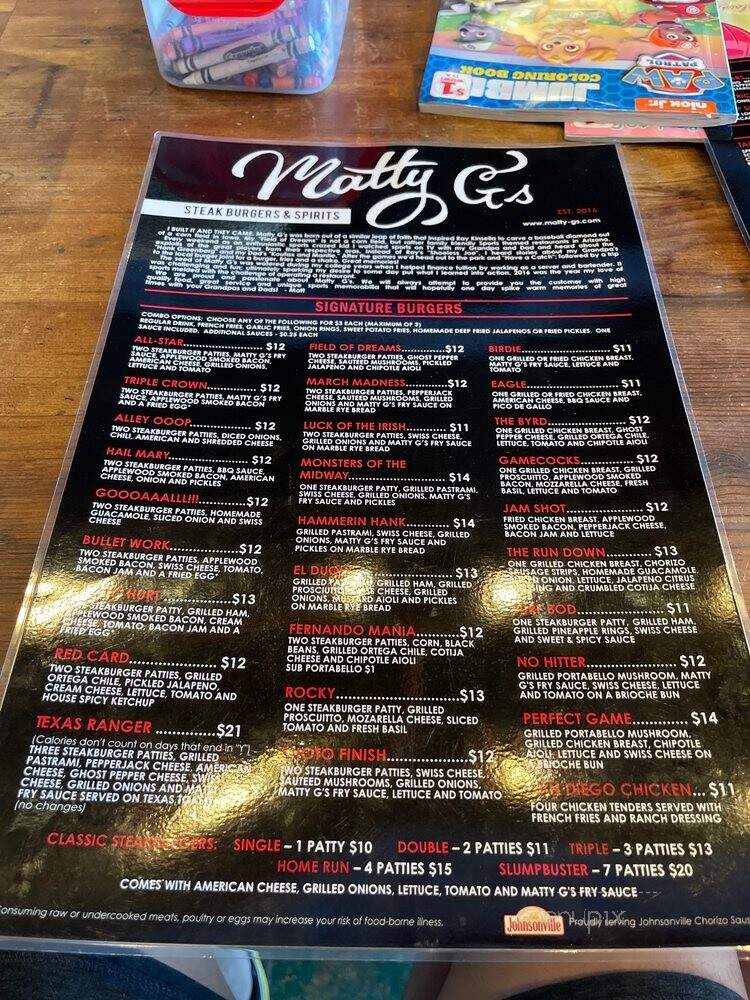 Matty G's Steakburgers - Phoenix, AZ menu_pic