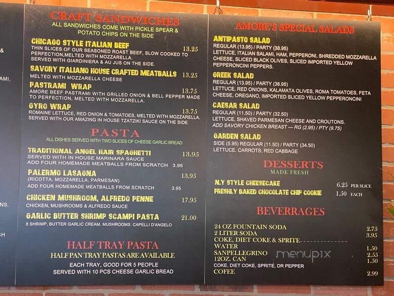 Pizza Amore Cafe - San Juan Capistrano, CA menu_pic