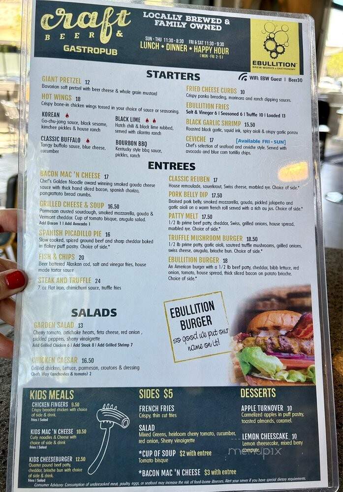 Ebullition Brew Works and Gastronomy - Carlsbad, CA menu_pic