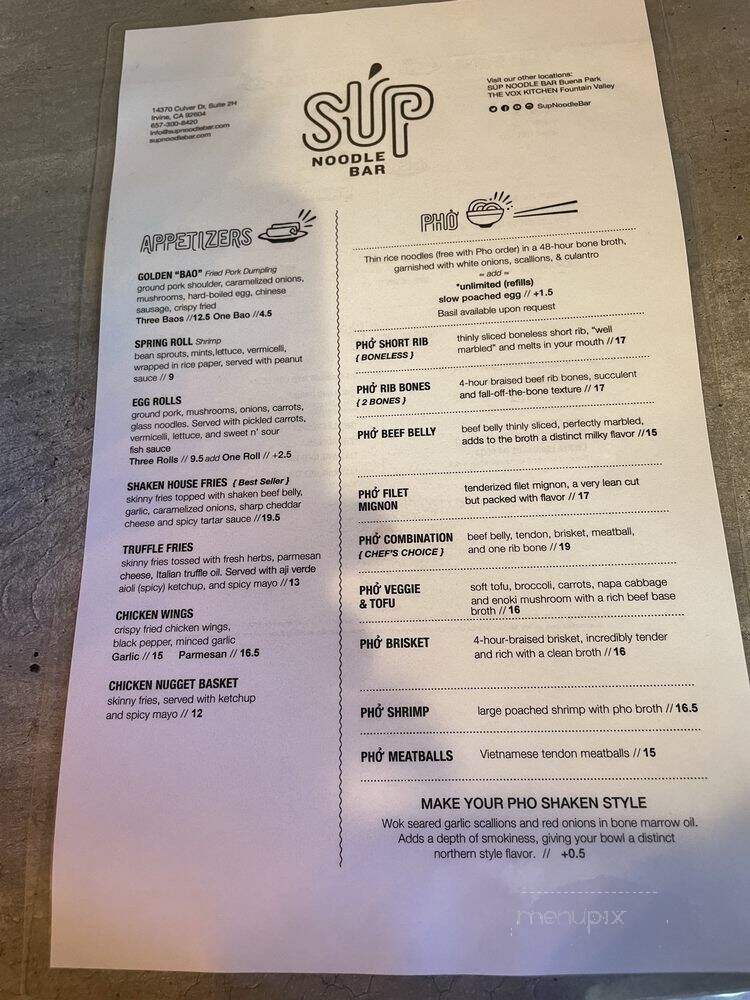 Sup Noodle Bar - Irvine, CA menu_pic