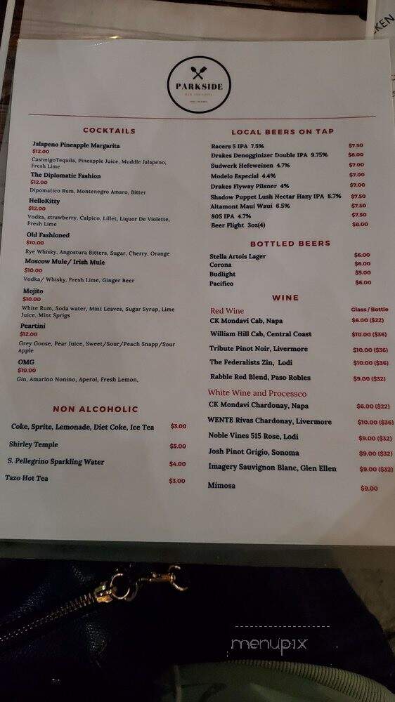 Parkside Bar & Grill - Concord, CA menu_pic