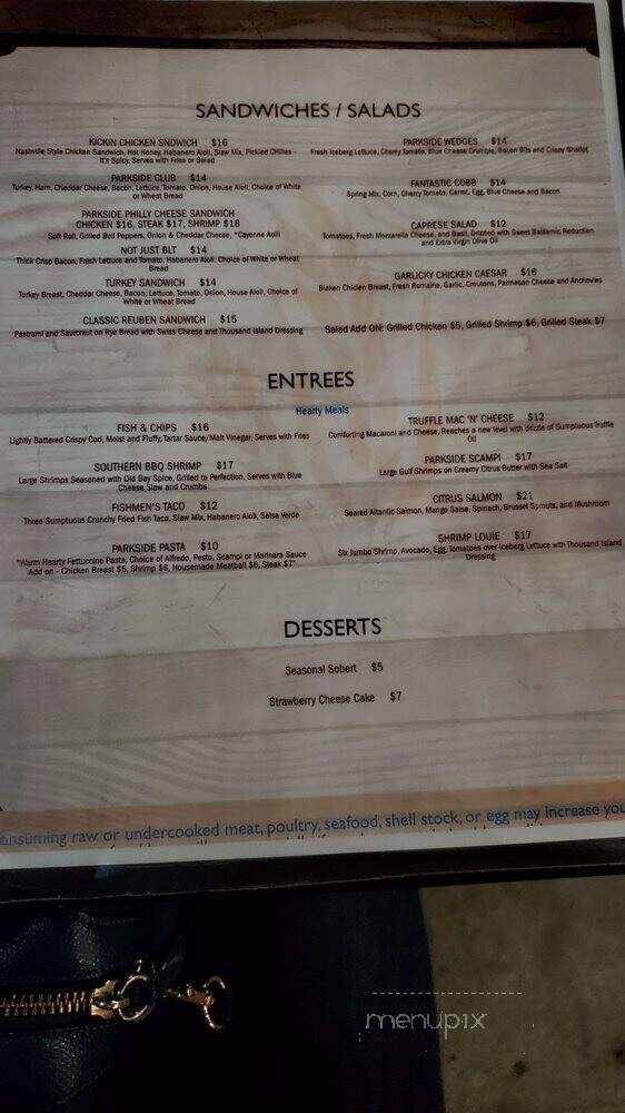 Parkside Bar & Grill - Concord, CA menu_pic