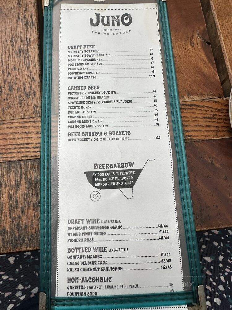 Juno - Philadelphia, PA menu_pic