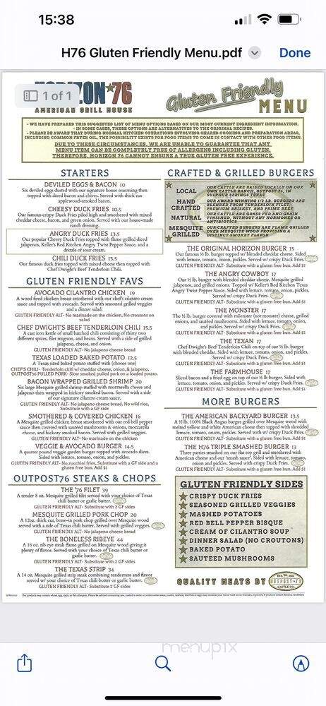 Horizon 76 - Keller, TX menu_pic