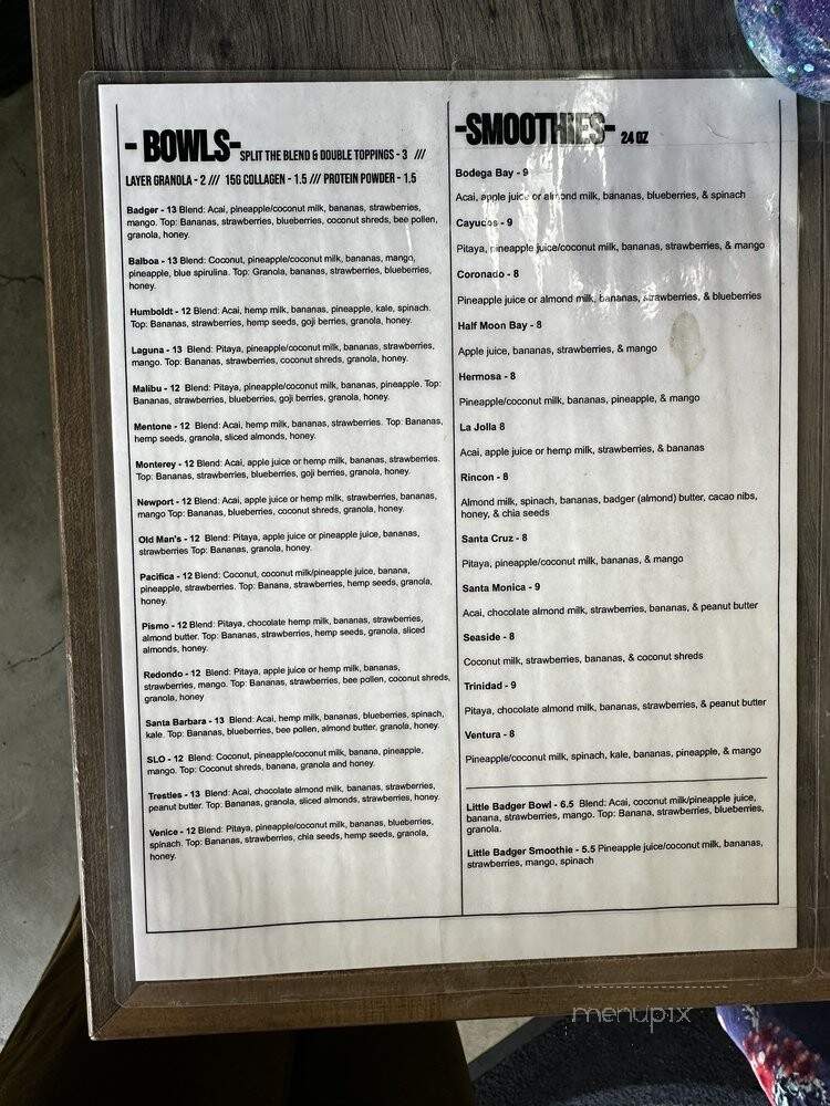 Badger Bowls - Redlands, CA menu_pic