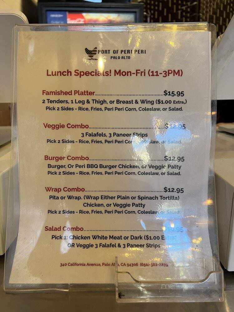 Port of Peri Peri - Palo Alto, CA menu_pic