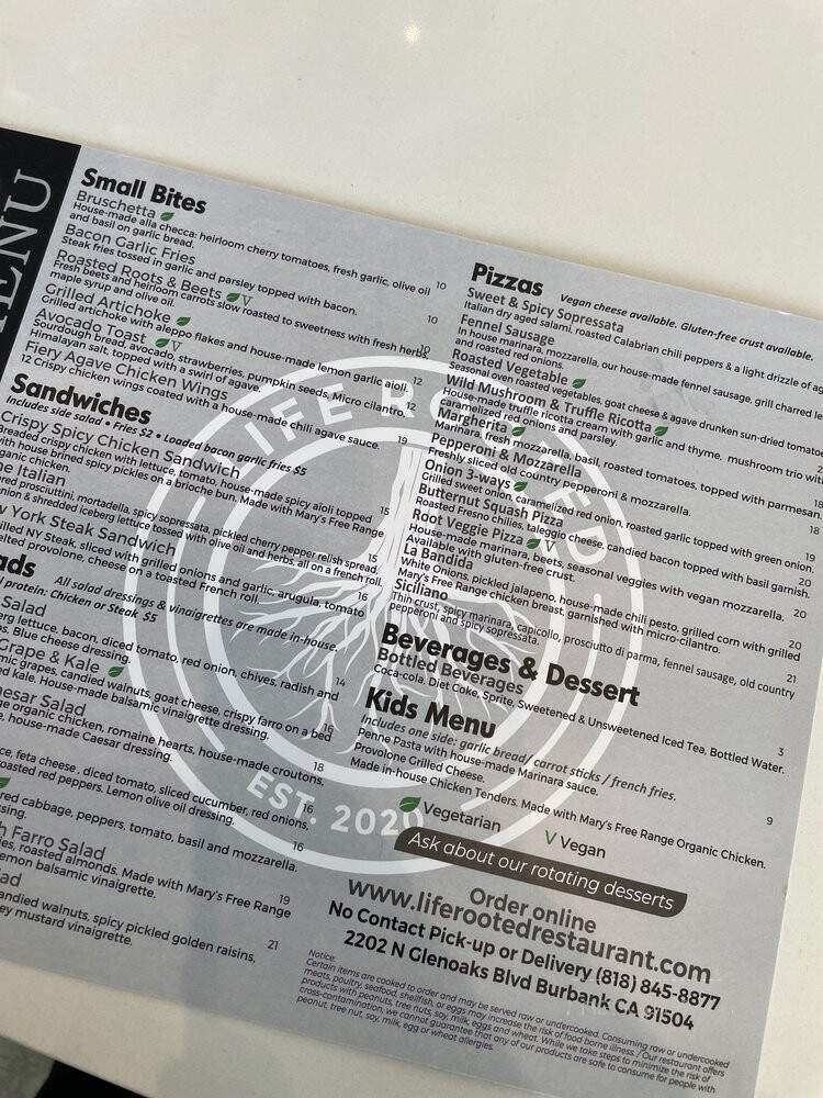 Life Rooted - Burbank, CA menu_pic