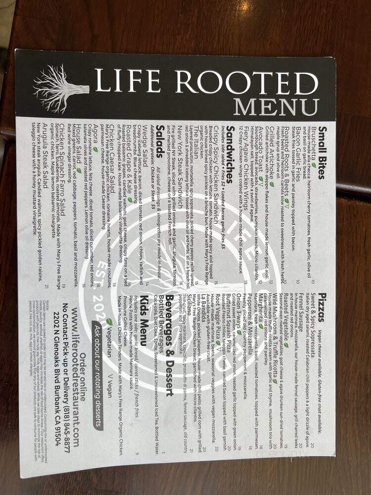Life Rooted - Burbank, CA menu_pic
