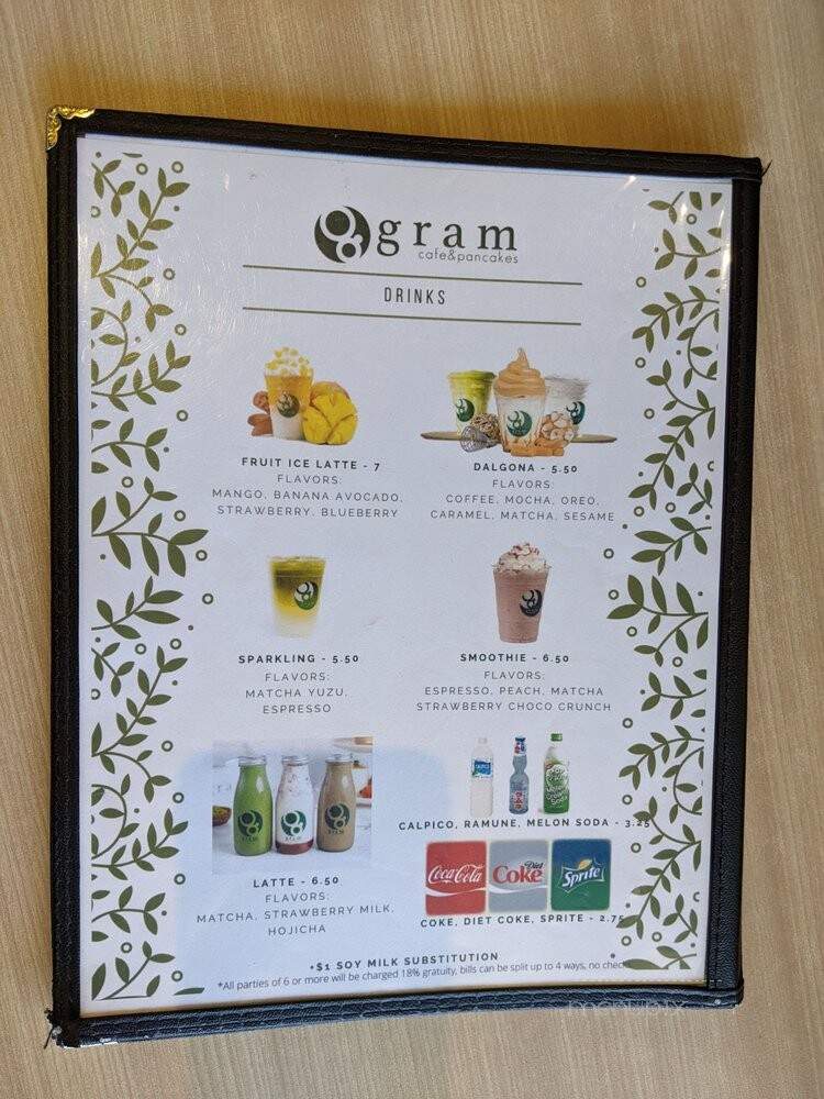 Gram Cafe & Pancakes - Milpitas, CA menu_pic