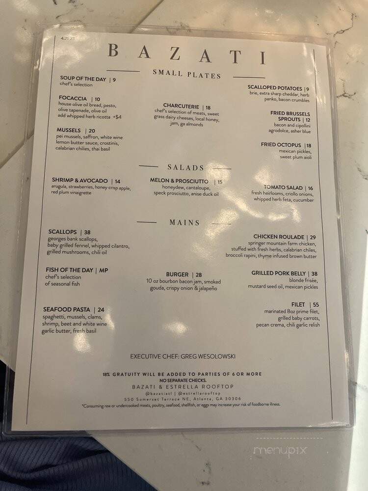 Bazati - Atlanta, GA menu_pic