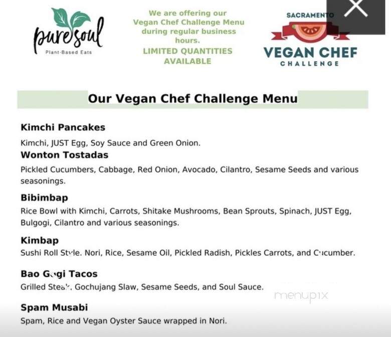 Pure Soul Plant-Based Eats - Sacramento, CA menu_pic