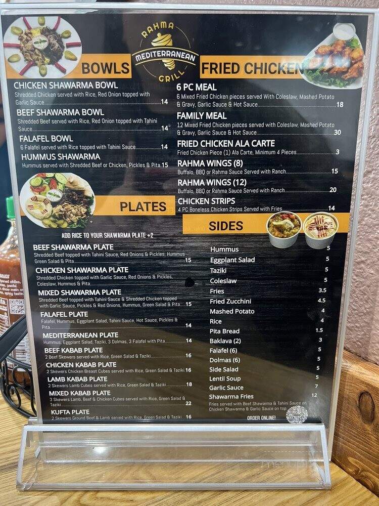 Rahma Mediterranean Grill - dublin, CA menu_pic