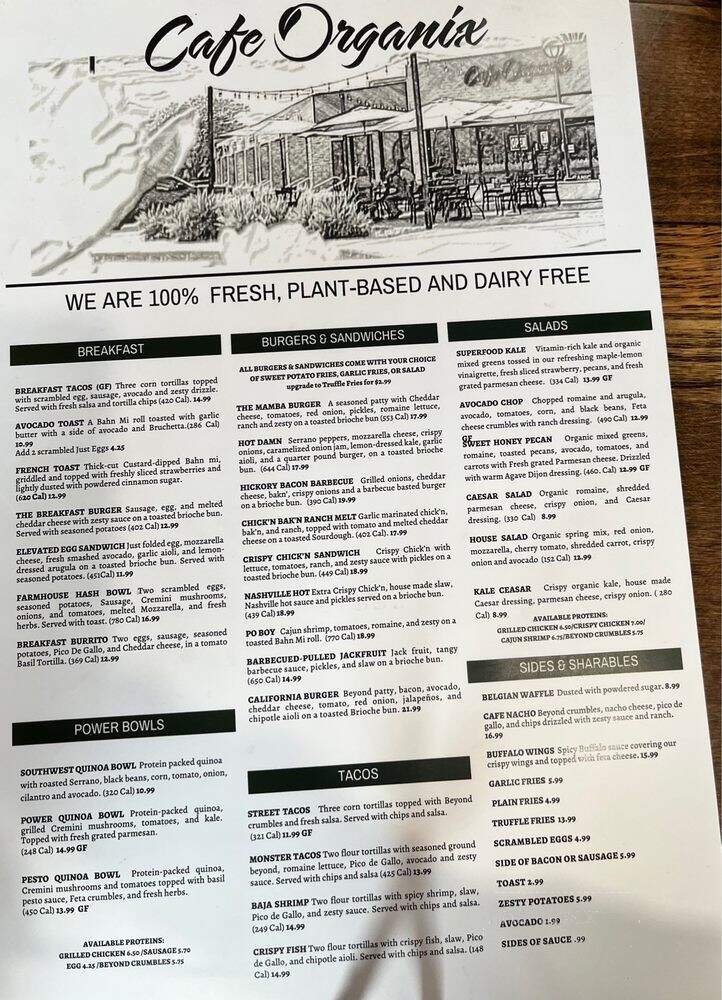 Cafe Organix - San Bernardino, CA menu_pic