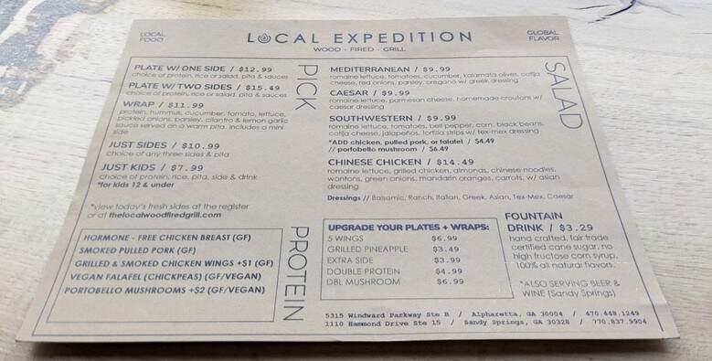Local Expedition Wood Fired Grill - Sandy Springs, GA menu_pic