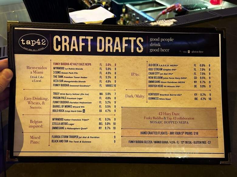 Tap 42 - Doral, FL menu_pic