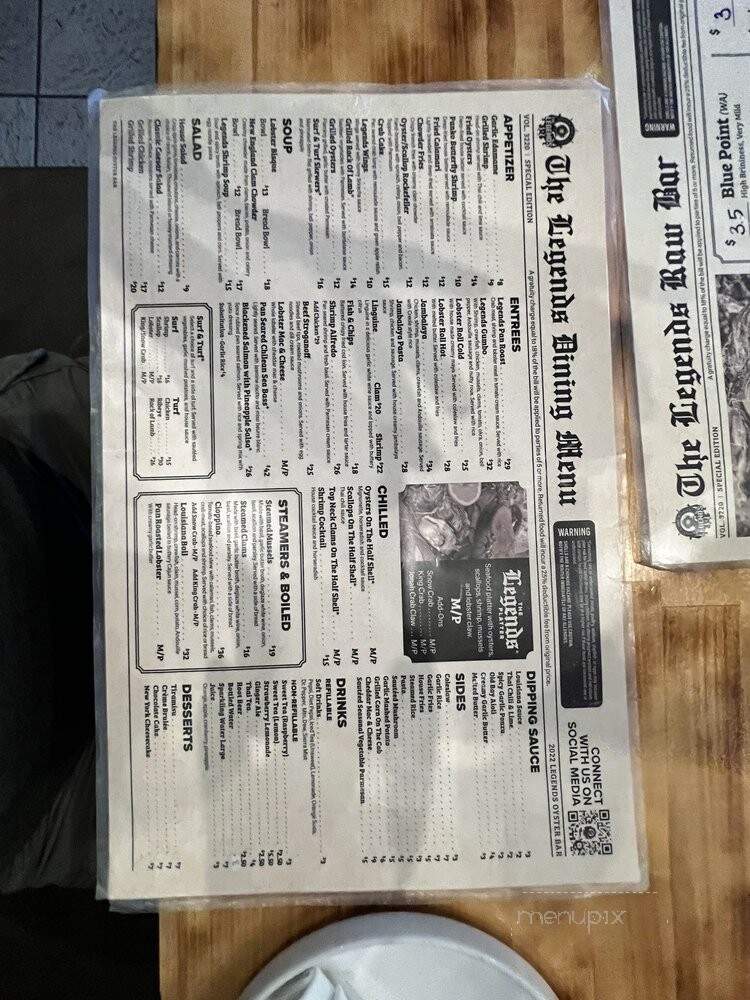The Legends Oyster Bar and Grill - Las Vegas, NV menu_pic