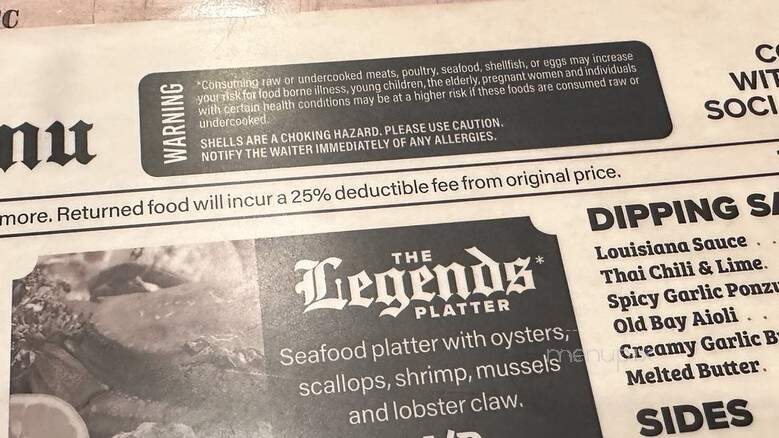The Legends Oyster Bar and Grill - Las Vegas, NV menu_pic