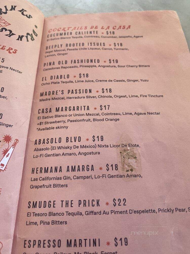 Tu Madre - West Hollywood, CA menu_pic