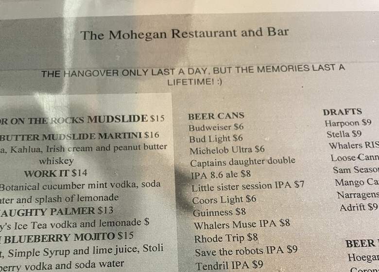 Mohegan Restaurant & Bar - New Shoreham, RI menu_pic