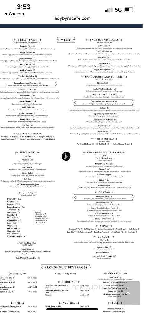 Lady Byrd Cafe - Los Angeles, CA menu_pic