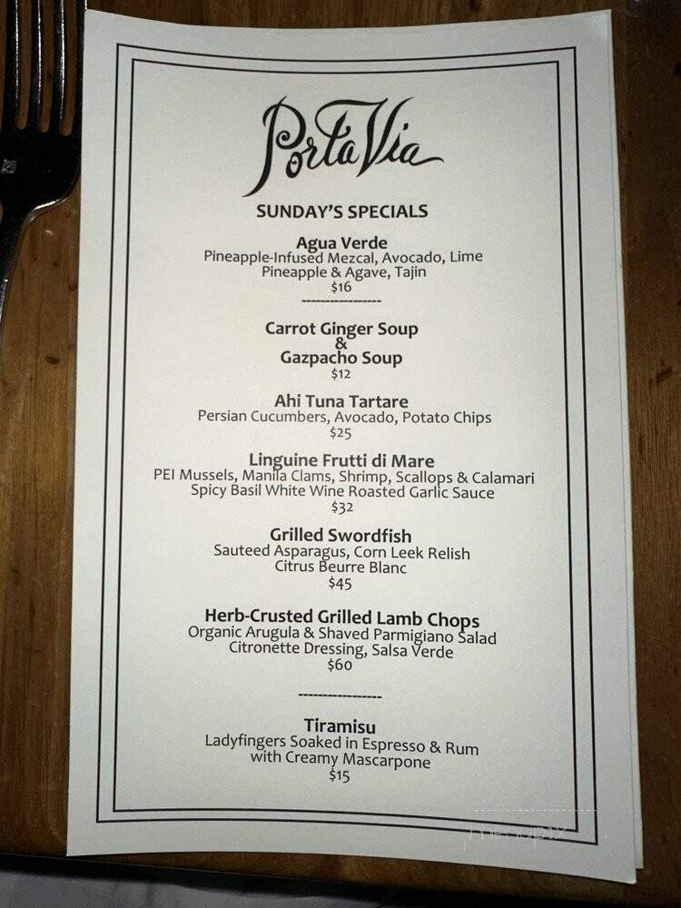 Porto Via Calabasas - Calabasas, CA menu_pic