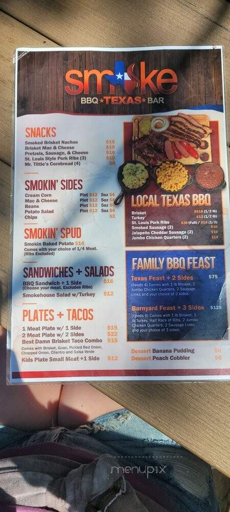 Smoke BBQ Restaurant - San Antonio, TX menu_pic