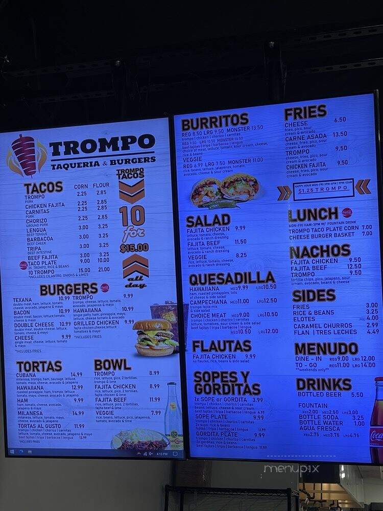 Trompo Taqueria Northwest - Garland, TX menu_pic