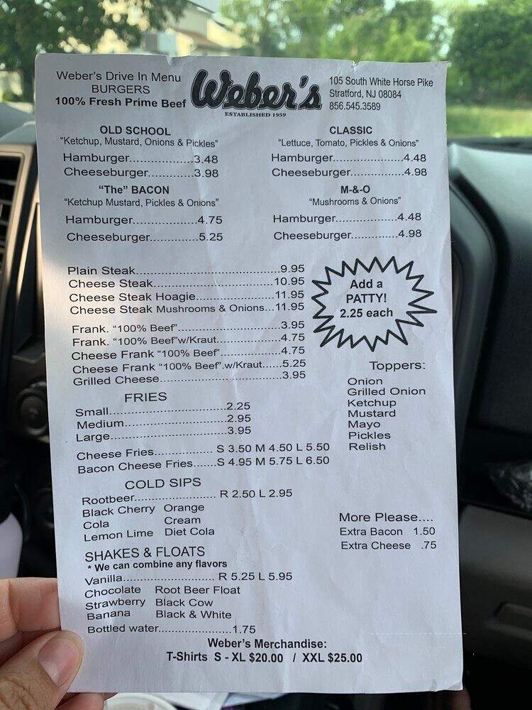 Weber's Drive-In - Stratford, NJ menu_pic