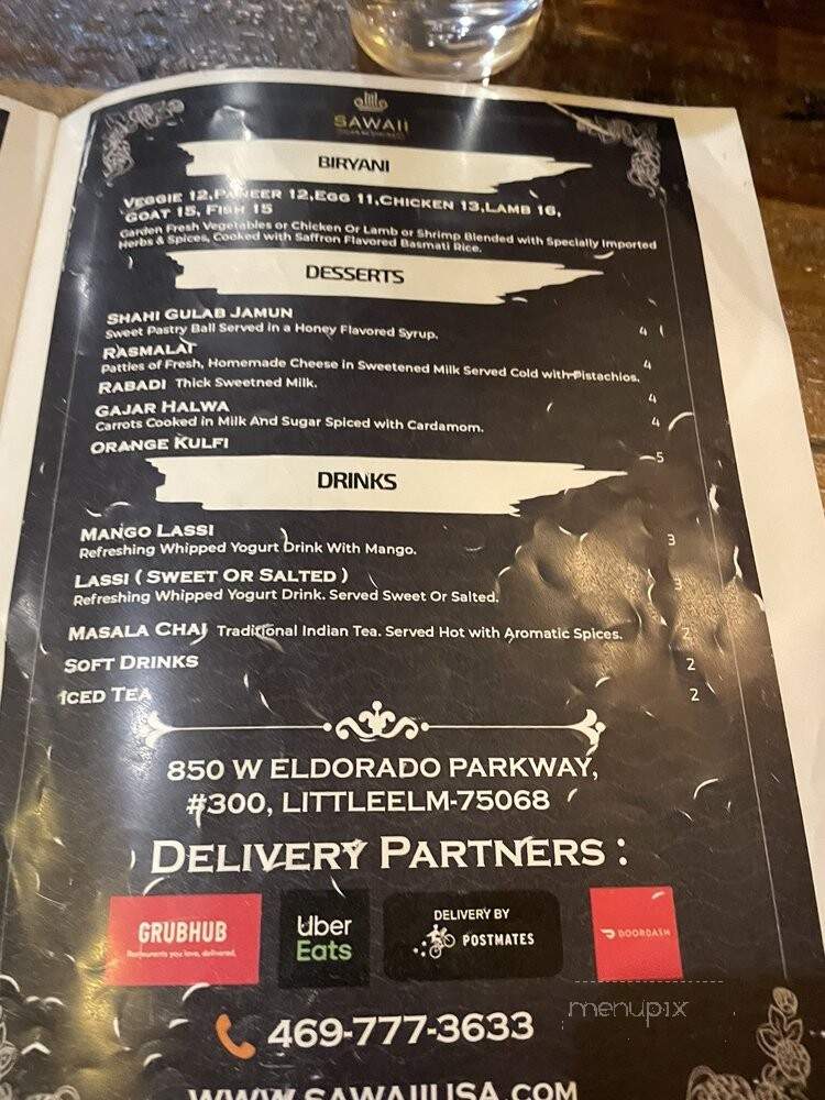 Sawaii Indian Restaurant - Little Elm, TX menu_pic