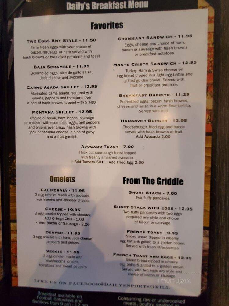 Daily's Sports Grill - San Clemente, CA menu_pic
