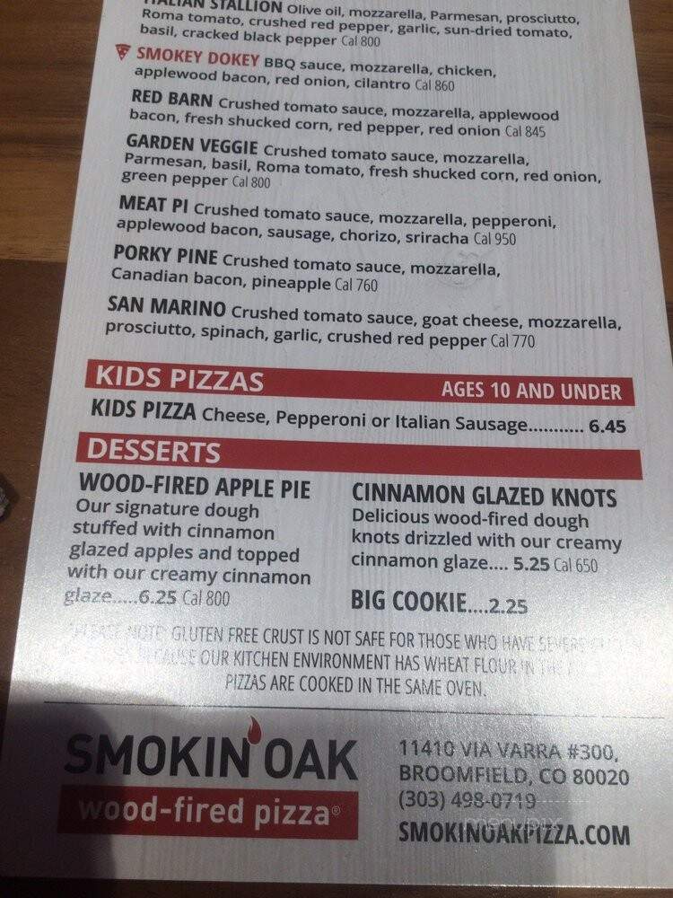 Smokin' Oak Wood-Fired Pizza - Broomfield, CO menu_pic