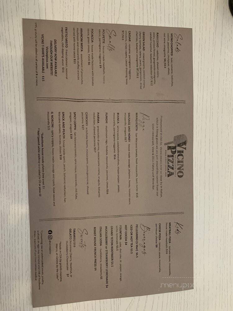 Vicino Pizza Neopolitan Style Pizzeria - Coeur d'Alene, ID menu_pic