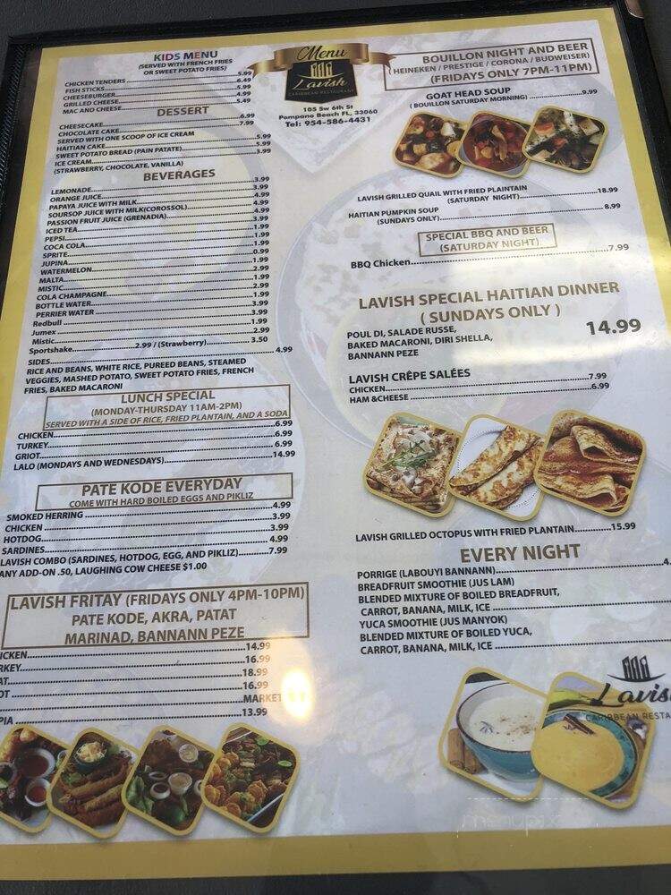 Lavish Caribbean Restaurant - Pompano Beach, FL menu_pic
