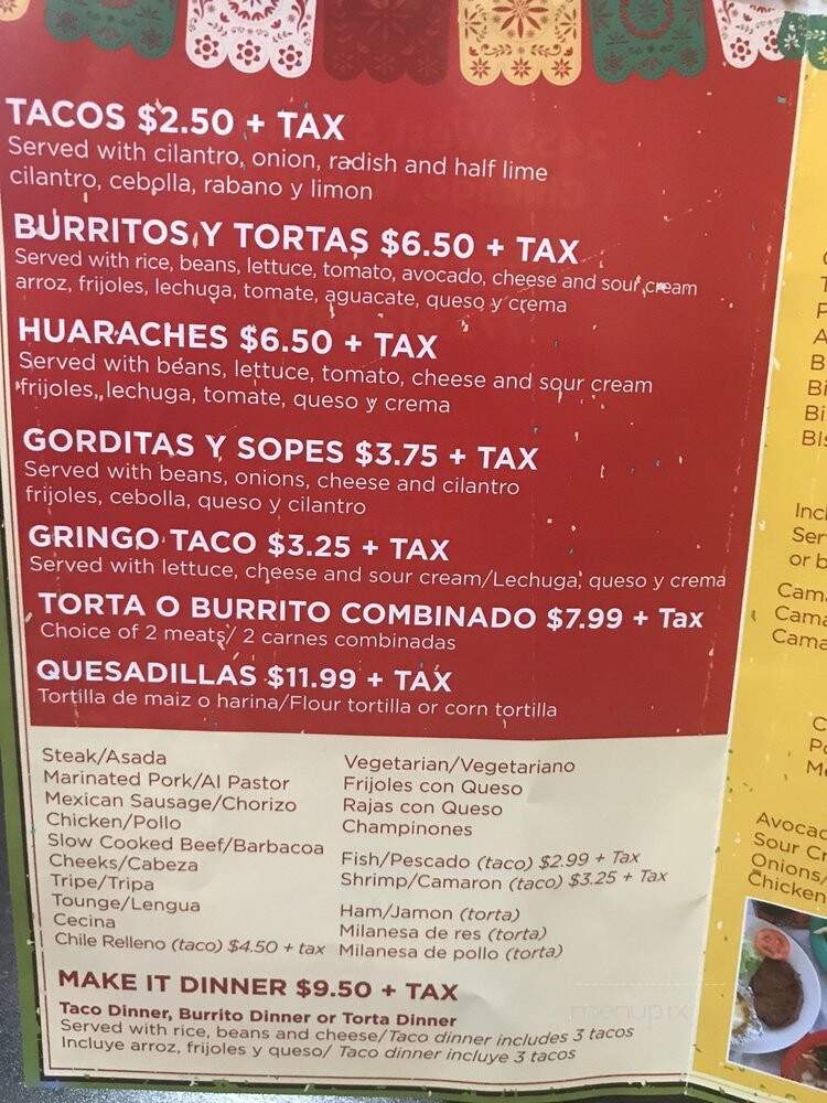 Taqueria Mi Pueblo - Chicago, IL menu_pic