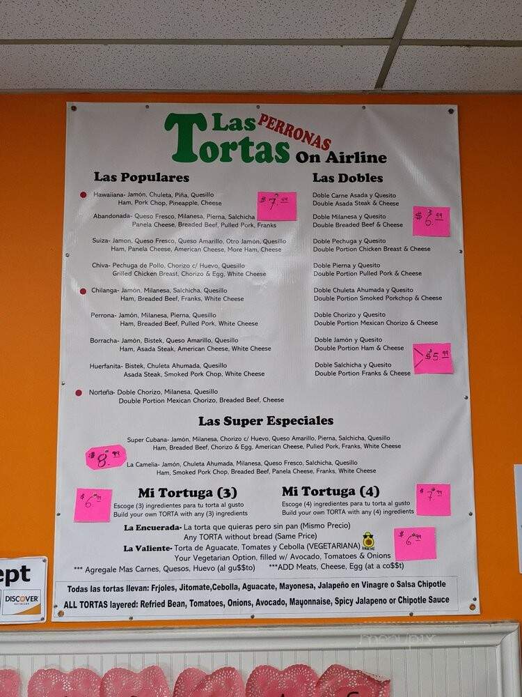 Tortas Perronas Airline - Houston, TX menu_pic