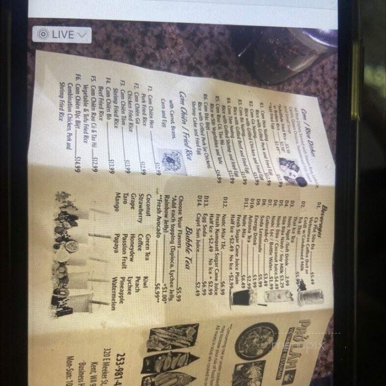 Pho Lam - Kent, WA menu_pic