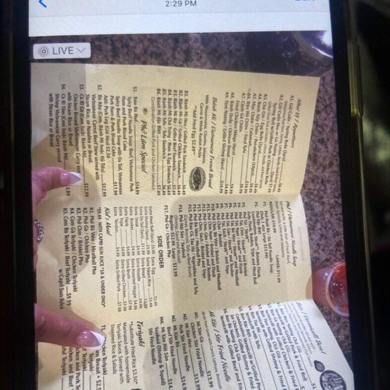 Pho Lam - Kent, WA menu_pic