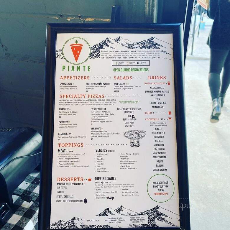 Piante Pizzeria - Denver, CO menu_pic
