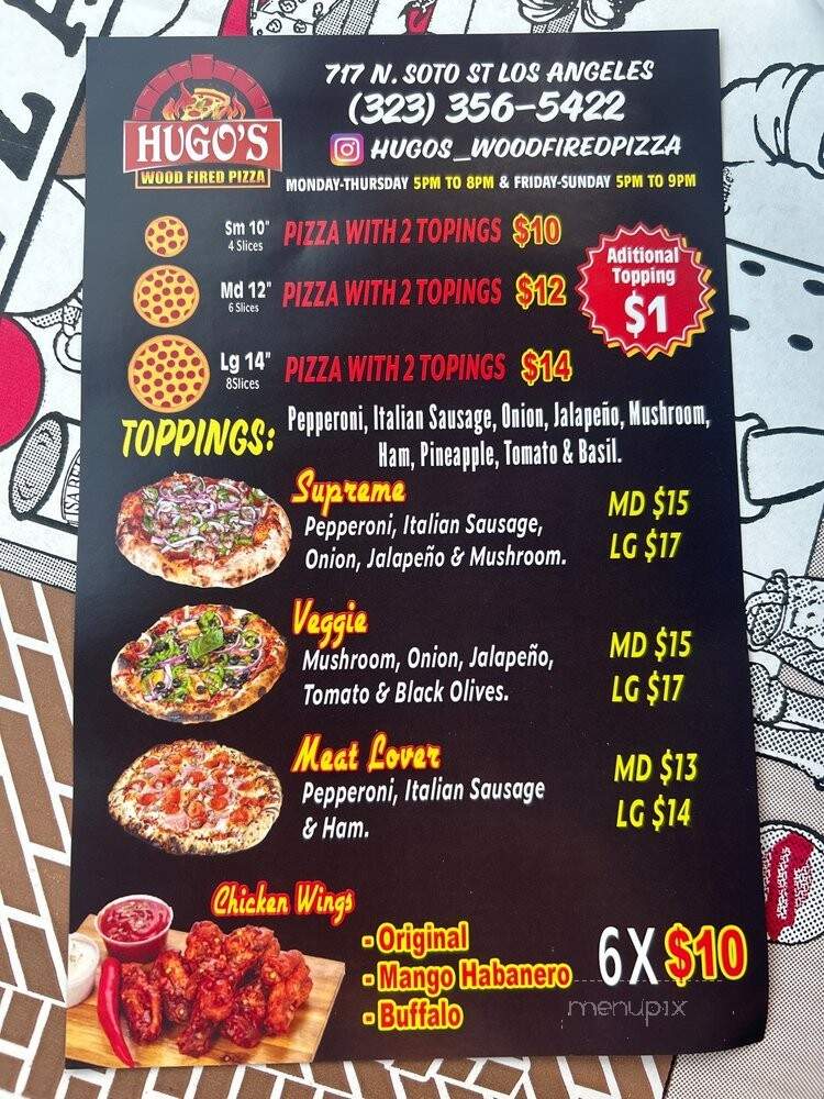 Hugo's Wood Fired Pizza - Los Angeles, CA menu_pic