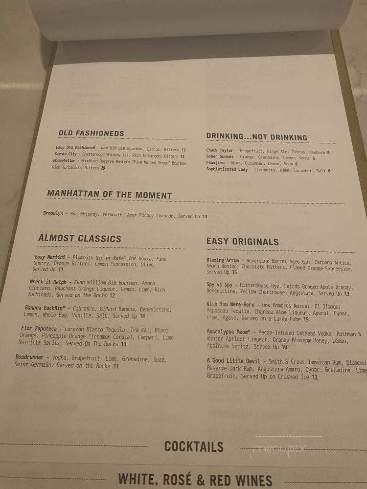 Easy Bistro & Bar - Chattanooga, TN menu_pic