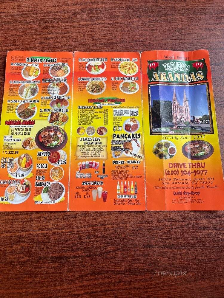 Taqueria Arandas - San Antonio, TX menu_pic