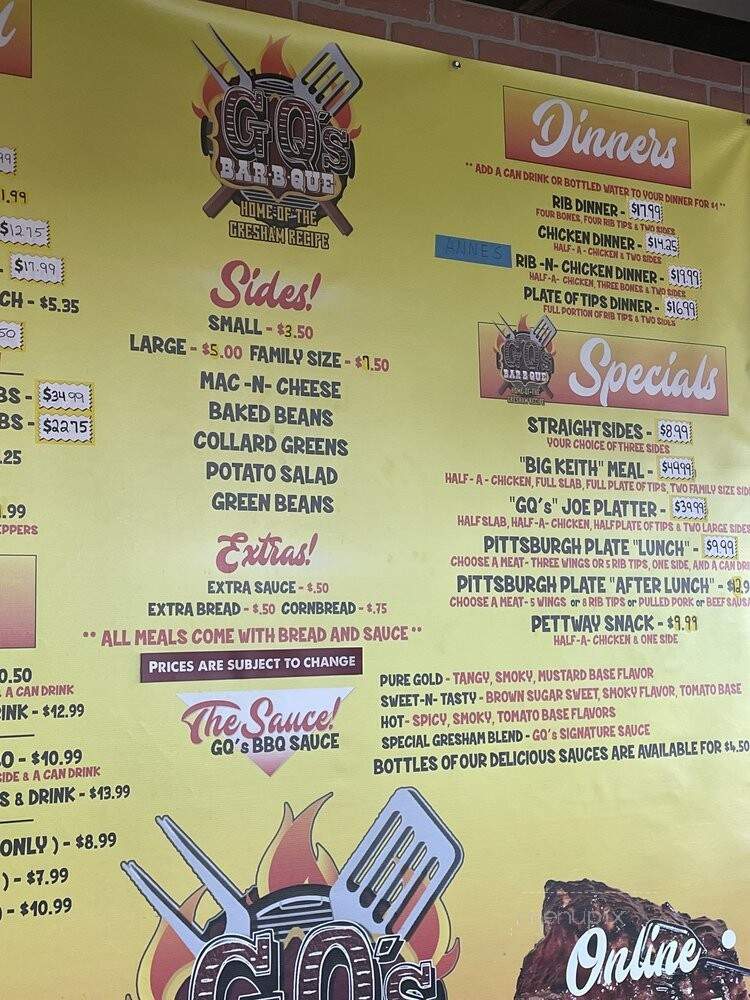 GQ's Bar B Que - Atlanta, GA menu_pic