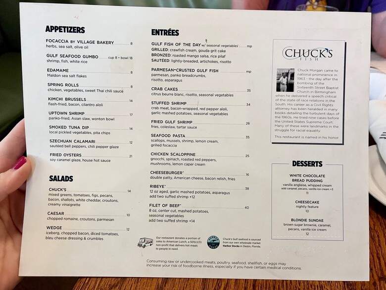 Chuck's Fish - Tallahassee, FL menu_pic