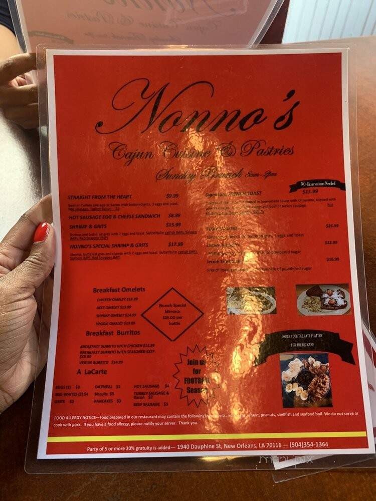 Nonno's Cajun Cuisine and Pastries - New Orleans, LA menu_pic