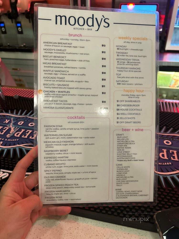 Moody's Kitchen and Bar - Austin, TX menu_pic