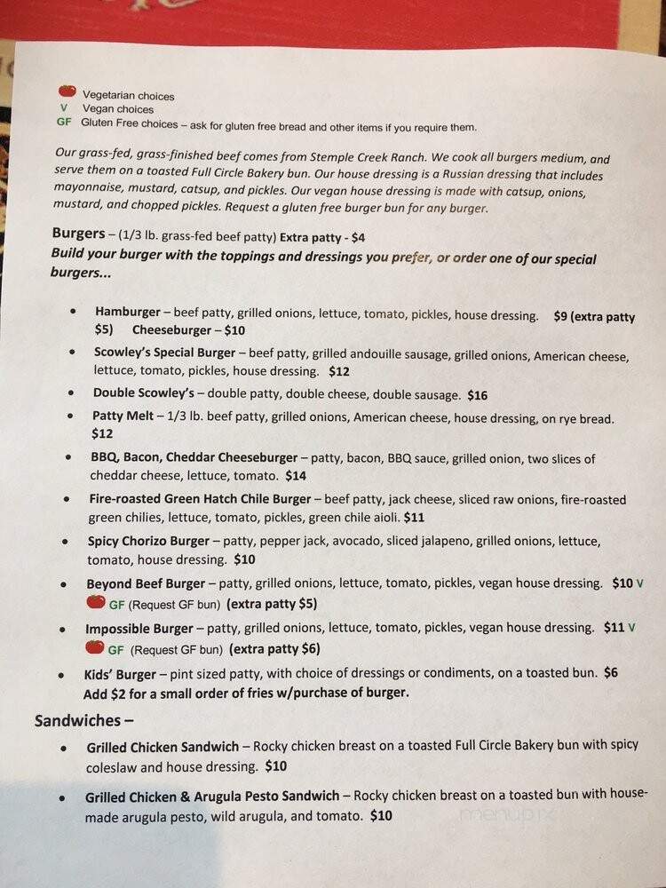 Scowley's Burgers - Petaluma, CA menu_pic