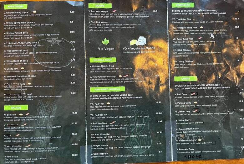 Chai Yo Thai Vegetarian - San Mateo, CA menu_pic