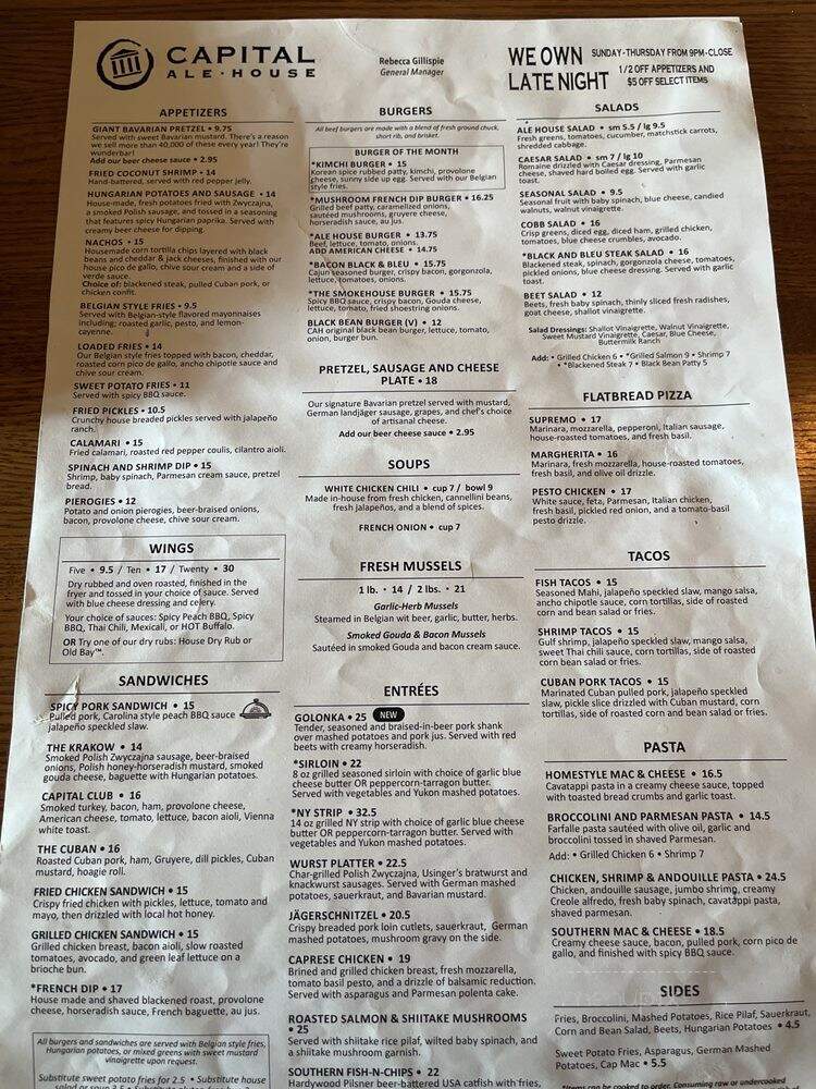 Capital Ale House - Fairfax, VA menu_pic