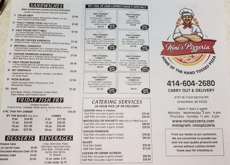 Nini's Pizzeria - Greenfield, WI menu_pic